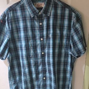 Original Penguin Blue Plaid Short-Sleeve Button-Down Shirt